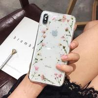 【T903】ファッション  押し花  Pressed Flower ❥(^_-) ピンク ハンドメイド ❤ 手作り ❤スマホケース   透明